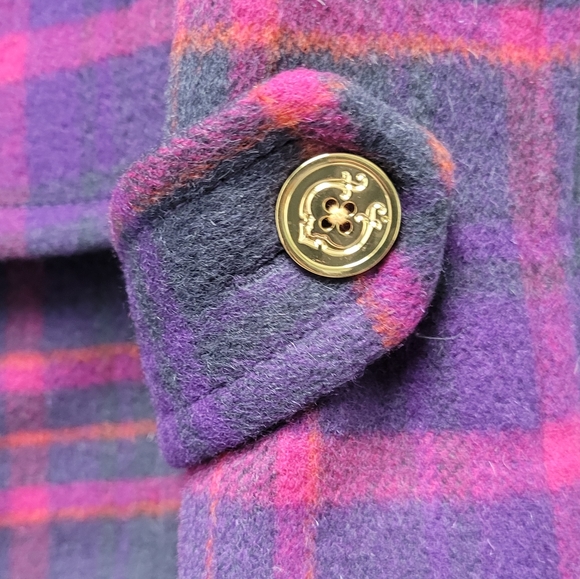C. WONDER | PINK & PURPLE PLAID TOGGLE COAT, SZ S - Picture 4 of 10
